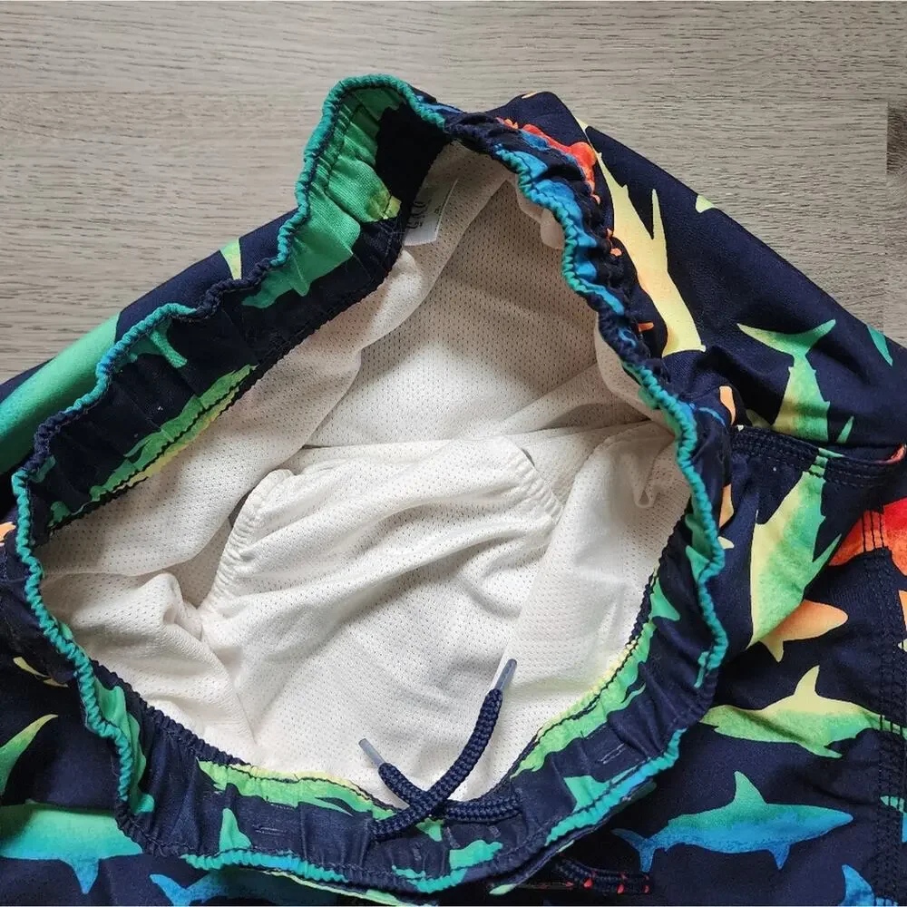 Gap Kids Boy's Multi-Color Shark Graphic Swimwear Swim Trunks Medium M 8
